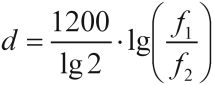 d=(1200/lg2)*lg(f1/f2)