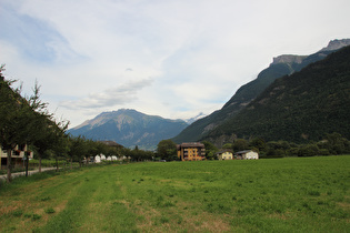 Blick von Brigerbad auf das Bergmassiv mit v. l. n. r.: Bättlihorn, Huwetz und Füllhorn