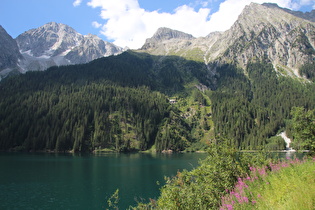 Antholzer See, dahinter Hochgall, Kleine, Mittlere und Große Ohrenspitze
