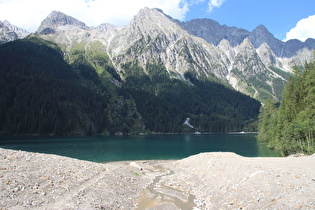 Mündung des Rotwandbachs in den Antholzer See – mit reichlich Geschiebe