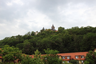 in Wernigerode, Blick zum Schloss Wernigerode