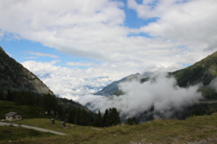 Blick auf die Berner Alpen mit v. l. n. r.: Bietschhorn, Strahlhorn, Breitlauihorn, Breithorn und Nesthorn