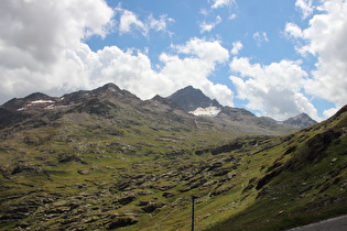 oberhalb der montanen Baumgrenze, Blick über eine Talstufe im Val di Gavia auf Punta Sforzellina und Corno dei Tre Signori