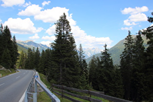 weiter unten, Blick talbawärts, etwa in Bildmitte am Horizont die Lechtaler Alpen