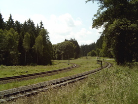 linkes Gleis: Harzquerbahn; rechtes Gleis: Brockenbahn