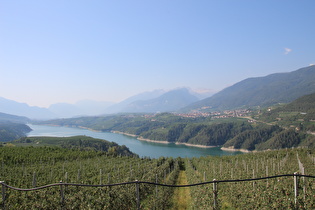 zwischen Cagnò und Revò, Blick auf Cles und den Lago di Santa Gustiana …