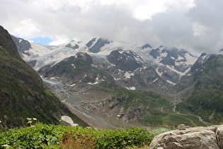 … und Blick auf Steingletscher, Steilimigletscher, Taleggligletscher und Steinwasser